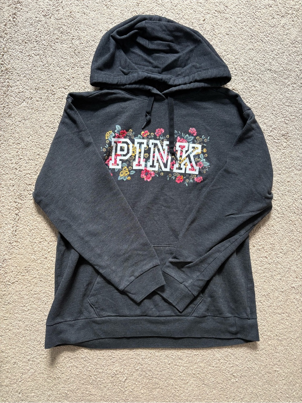 PINK Victoria's Secret Floral Logo Hoodie •Size L